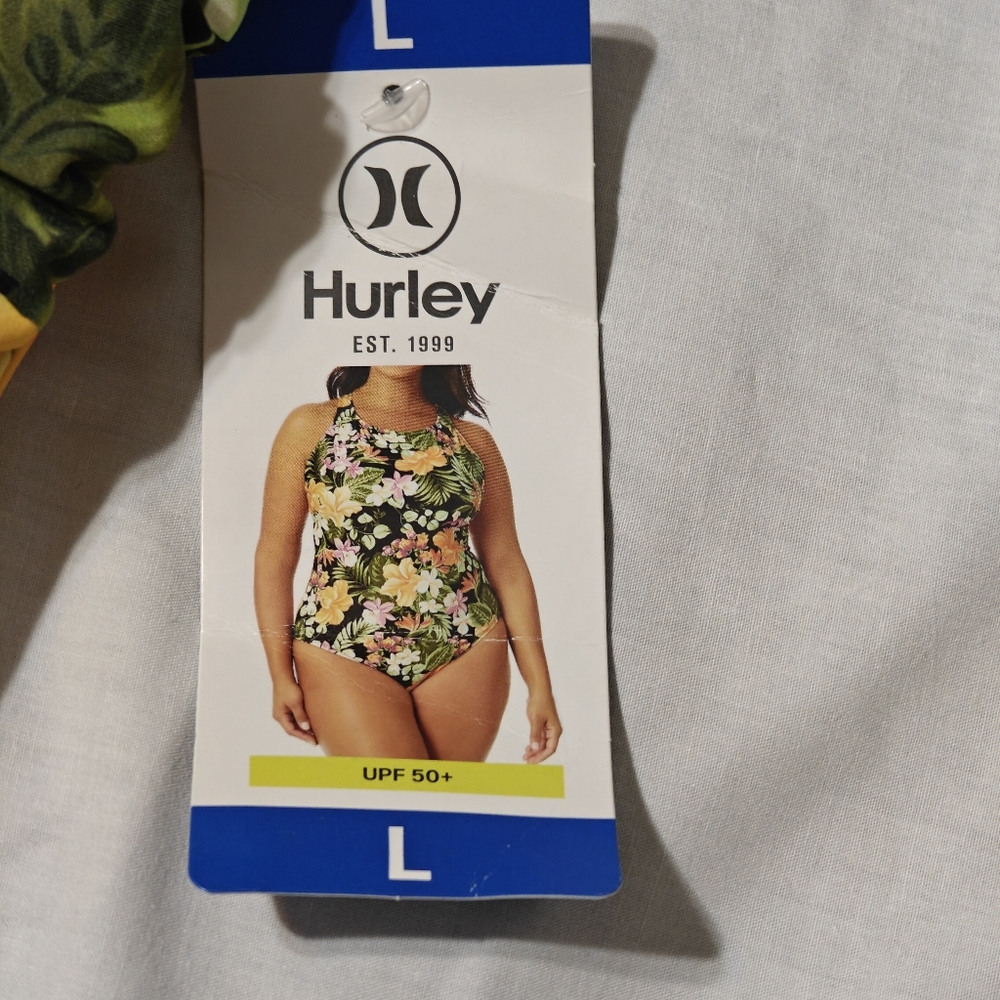 Hurley Women's One-Piece UPF 50+ Stretch Swimsuit, Orange Waikiki Wonder Large - Picture 9 of 10